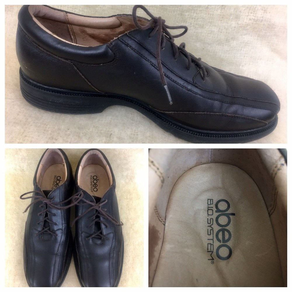 abeo Mens 10.5 N Narrow Landry Brown Leather Walking Bicycle-toe lace-up Oxfords
